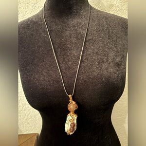 Copper and Blue Pendant Necklace